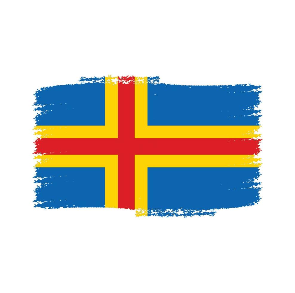 bandera de las islas aland con pincel pintado de acuarela vector