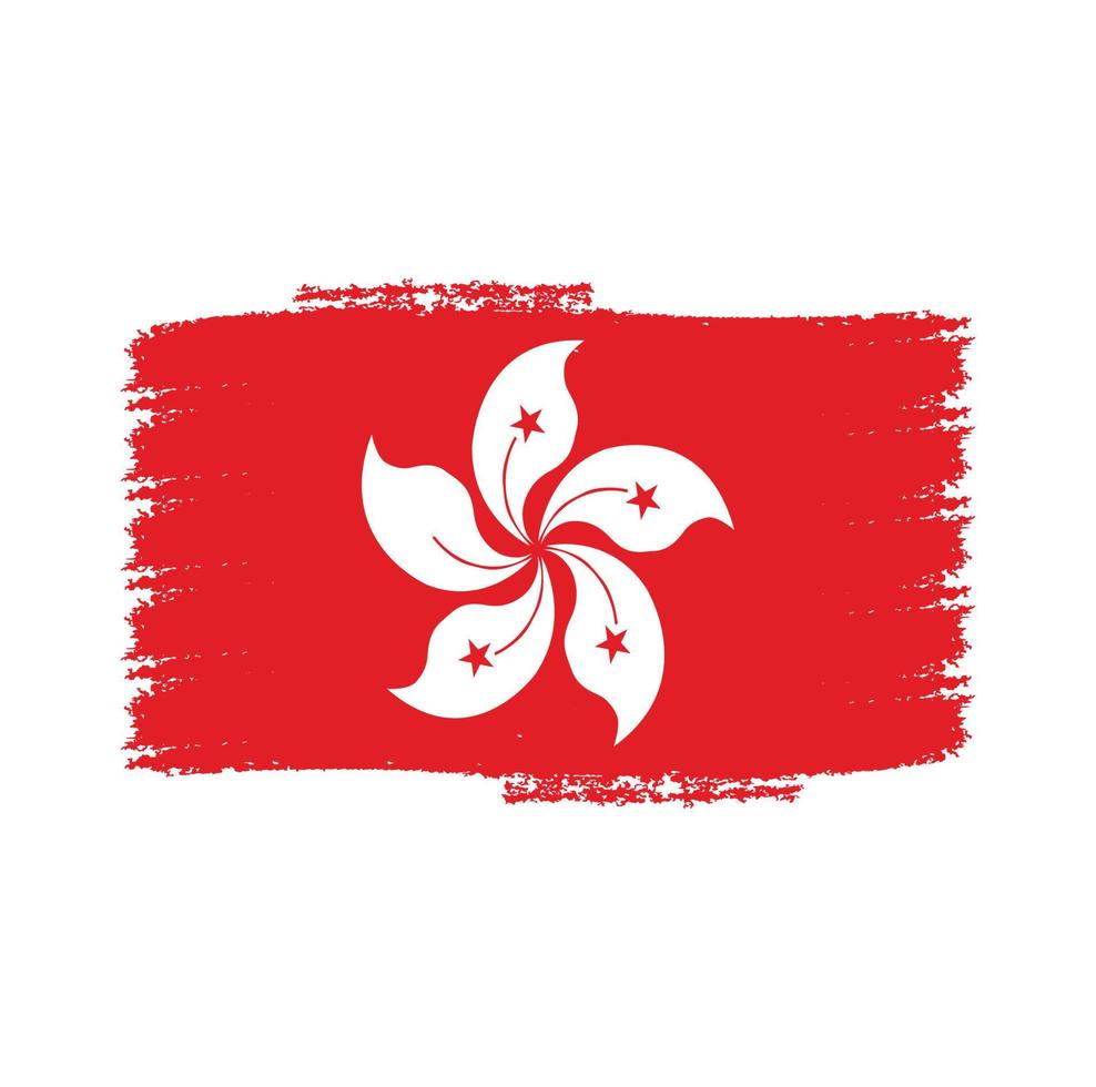 vector de bandera de hong kong con estilo de pincel de acuarela