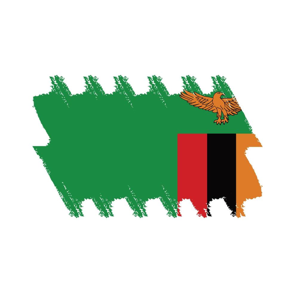 Zambia flag vector with watercolor brush style