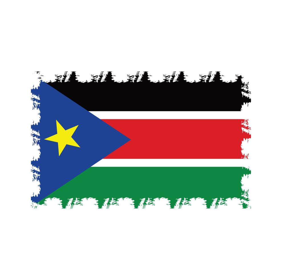 South Sudan  Flag With Watercolor Painted Brush vector