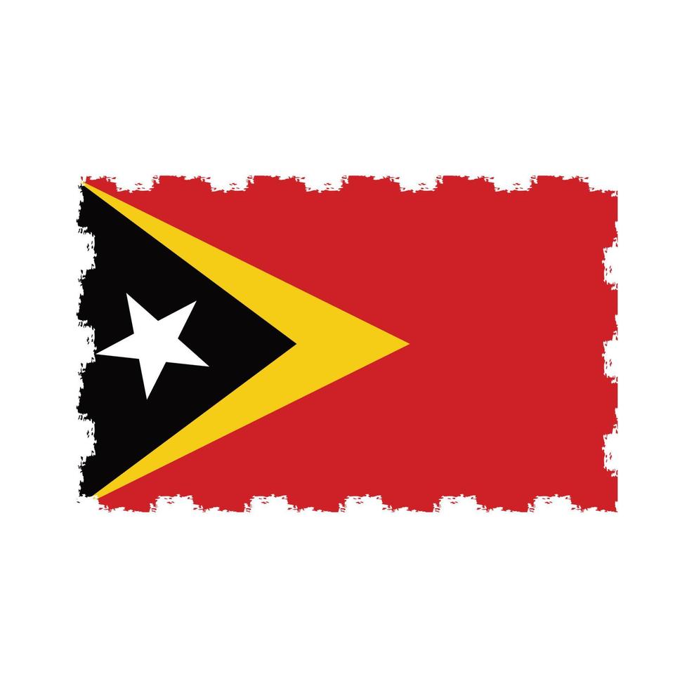 Timor Leste Flag With Watercolor Painted Brush vector