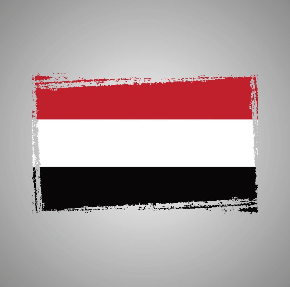 bandera de yemen con pincel pintado de acuarela vector