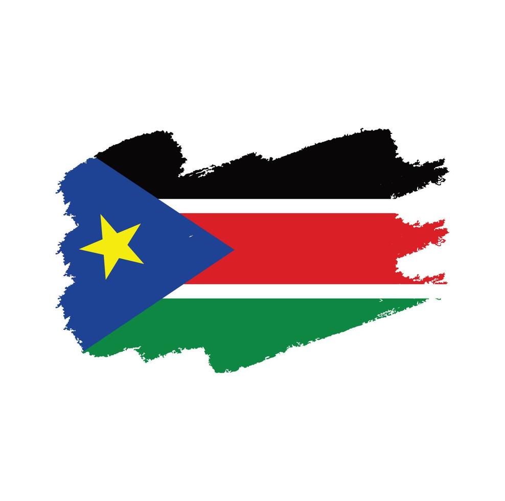 South Sudan  Flag With Watercolor Painted Brush vector