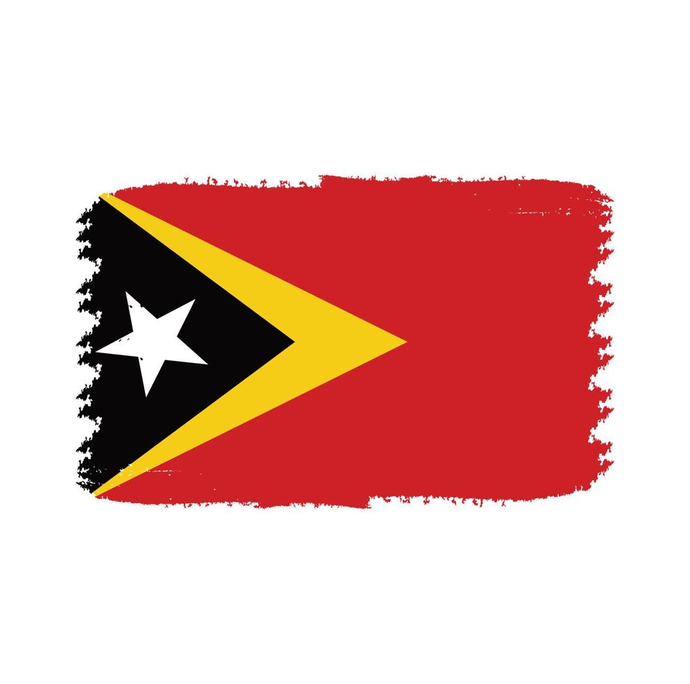 Timor Leste Flag With Watercolor Painted Brush vector