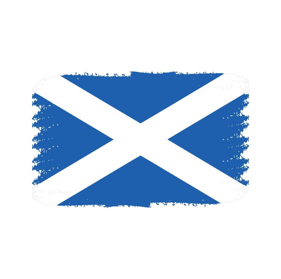 Scotland Flag With Watercolor Painted Brush vector