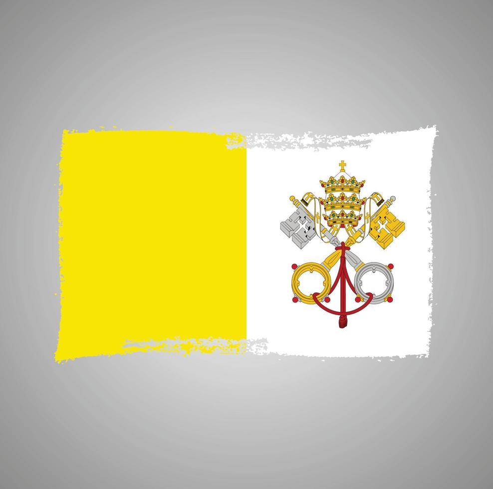 Vatikan Flag With Watercolor Painted Brush vector
