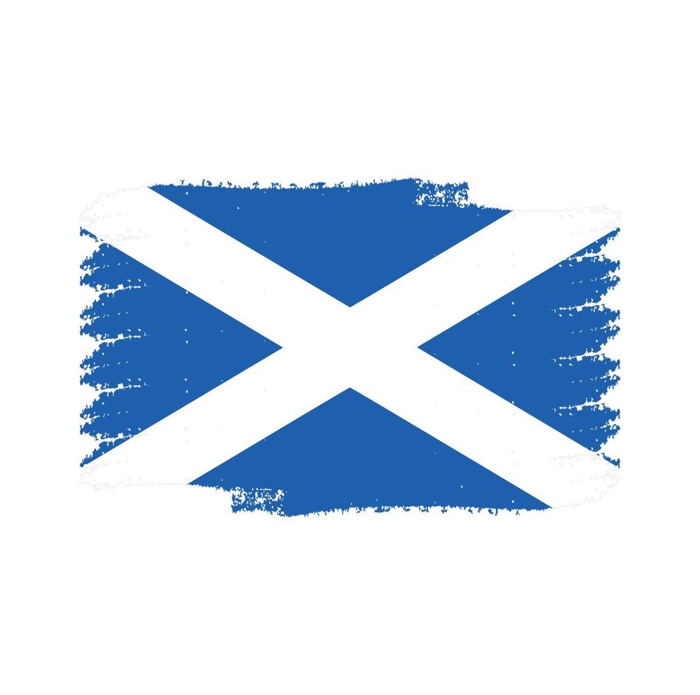 Scotland Flag With Watercolor Painted Brush vector