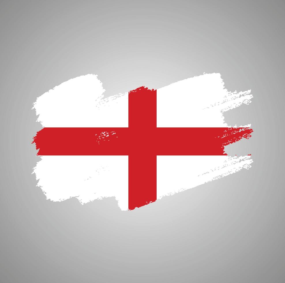 England Flag With Watercolor Painted Brush vector