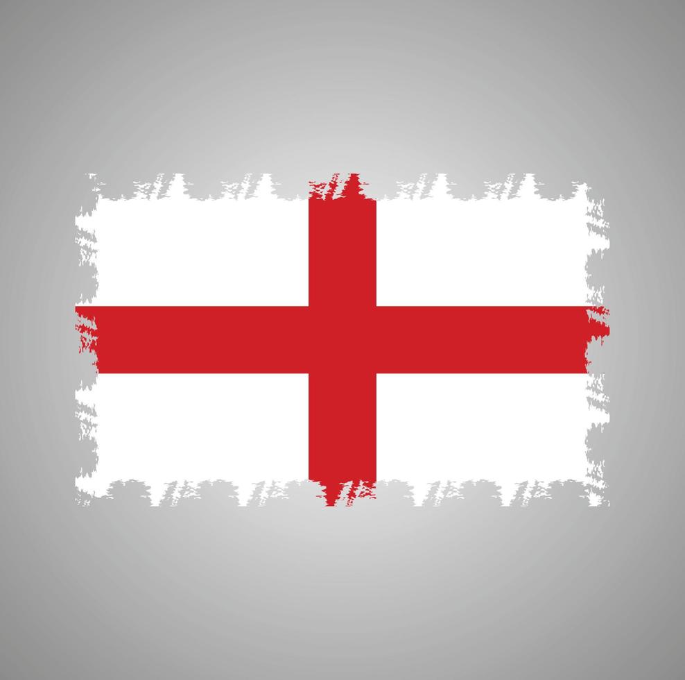 bandera de inglaterra con pincel pintado de acuarela vector