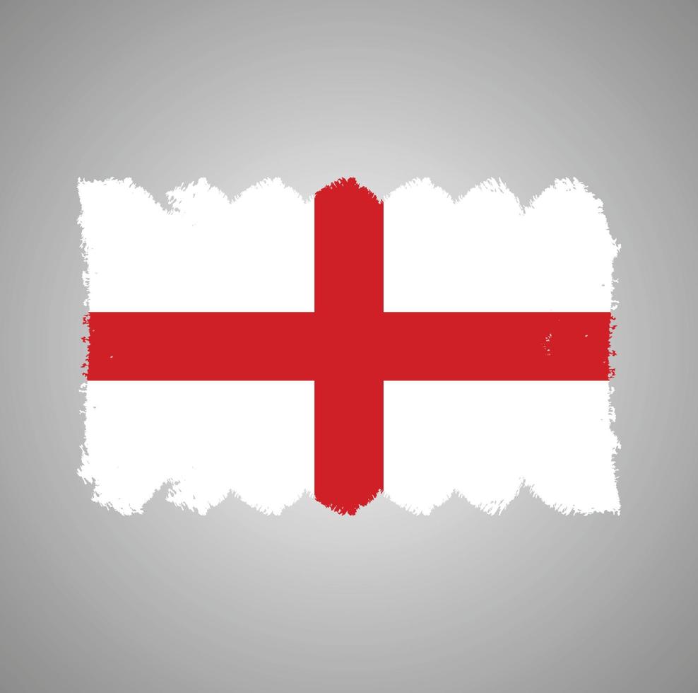 England Flag With Watercolor Painted Brush vector