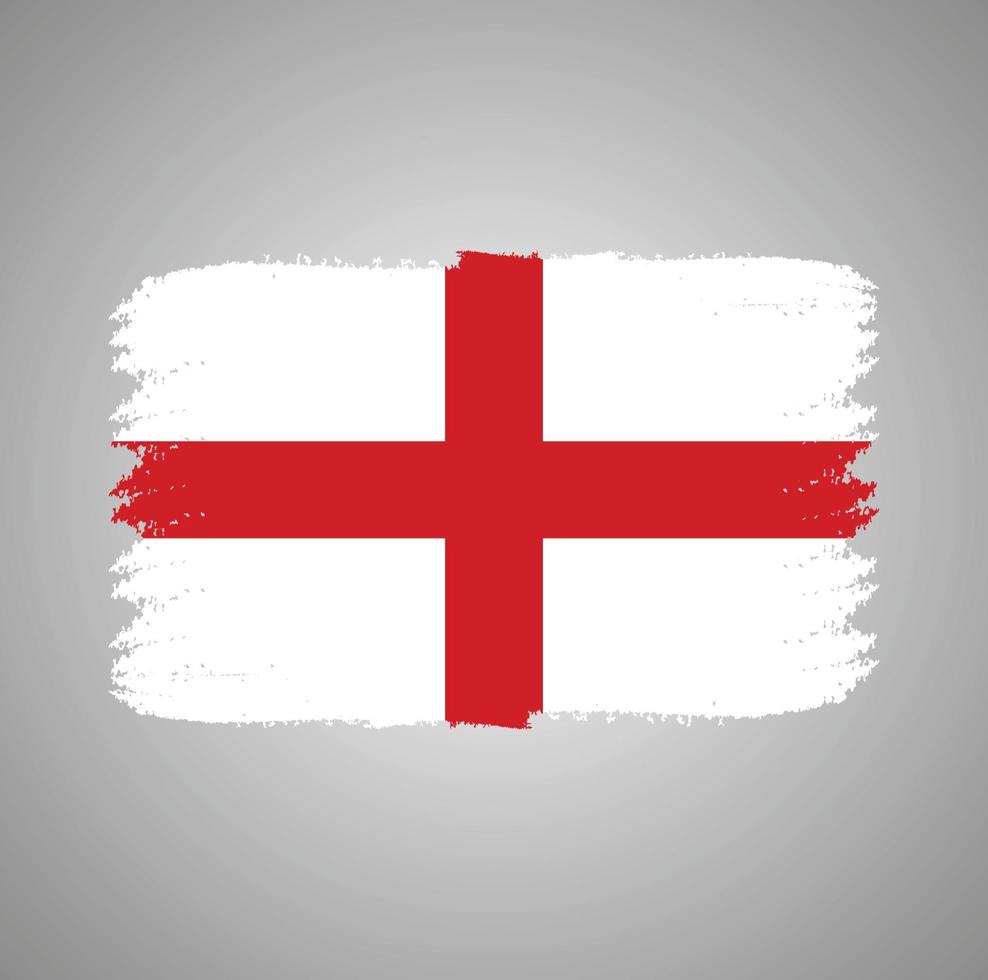 bandera de inglaterra con pincel pintado de acuarela vector