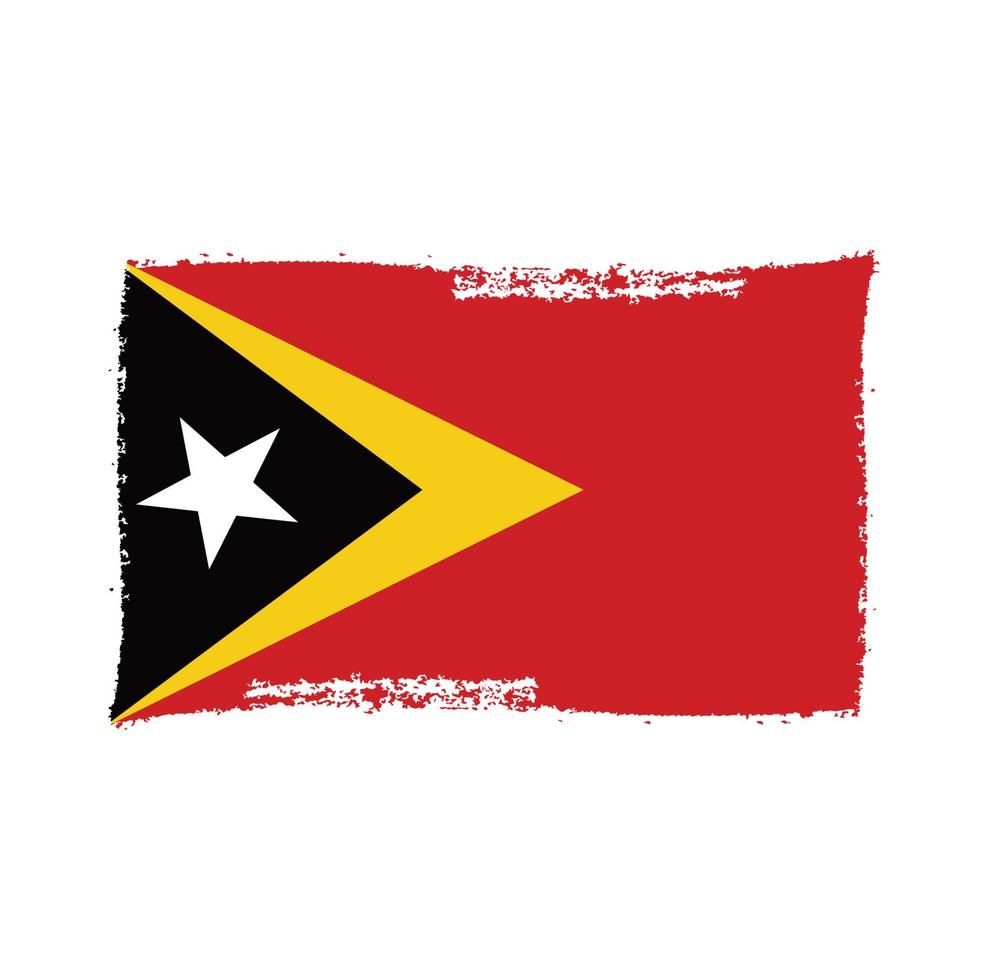 bandera de timor leste con pincel pintado de acuarela vector