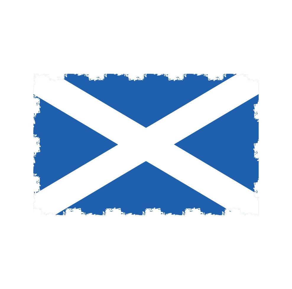 Scotland Flag With Watercolor Painted Brush vector