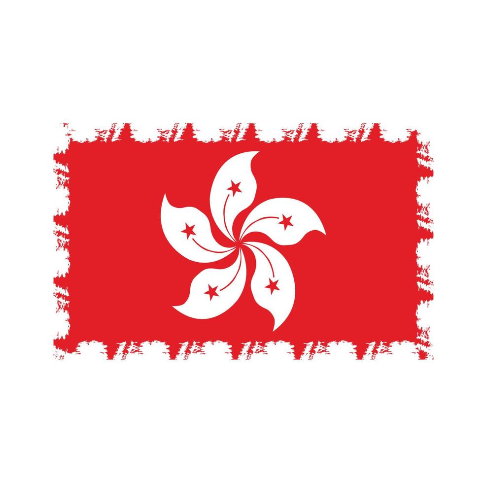 Hongkong flag vector with watercolor brush style