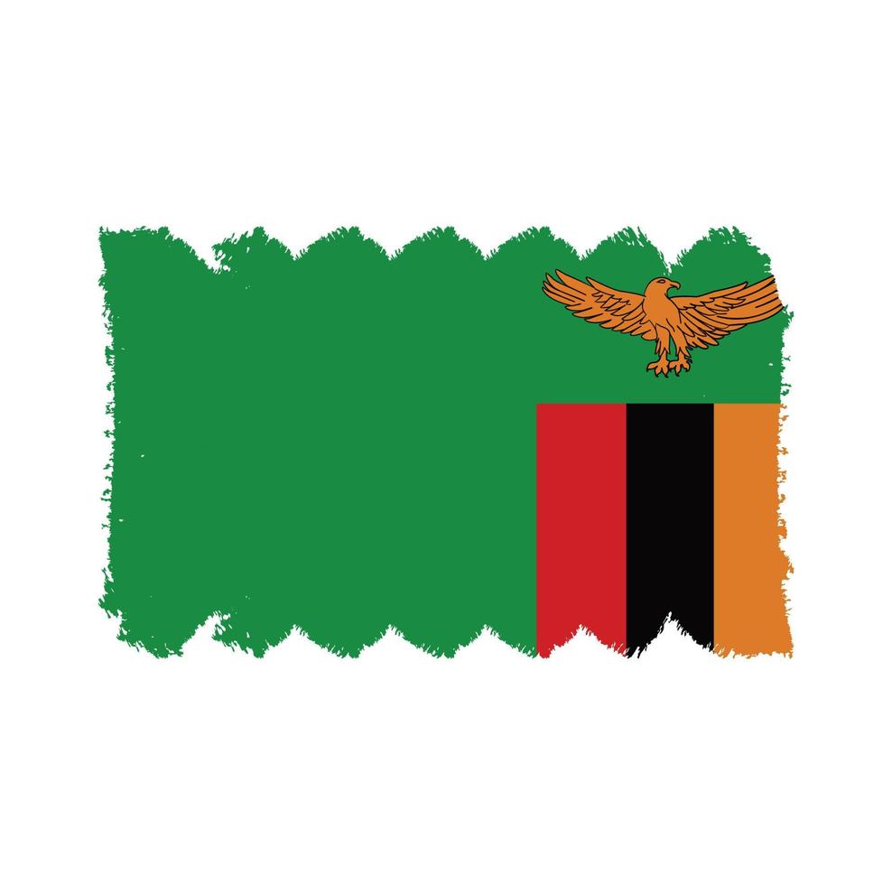 Zambia flag vector with watercolor brush style