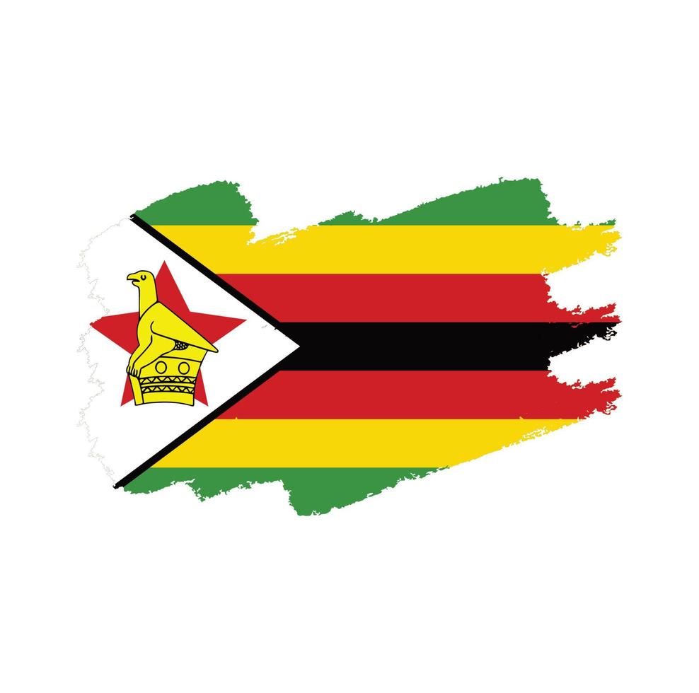 vector de bandera de zimbabwe con estilo de pincel de acuarela