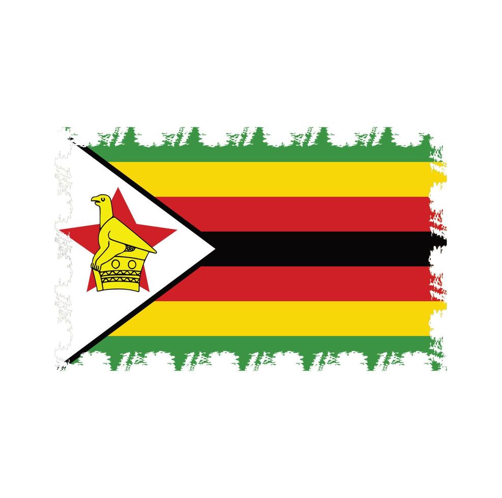 Zimbabwe flag vector with watercolor brush style