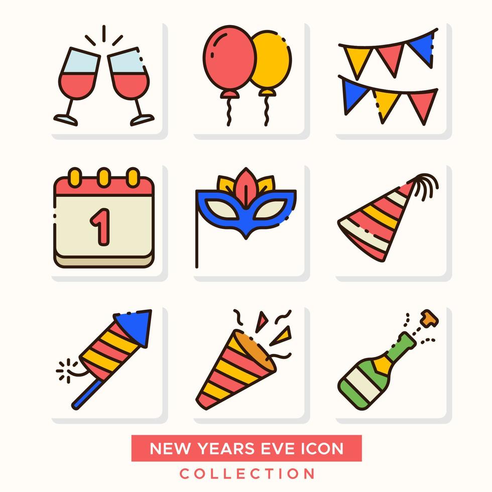 New Years Eve Icon Set vector