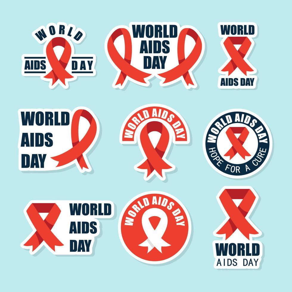 World Aids Day Flat Badges Pack vector