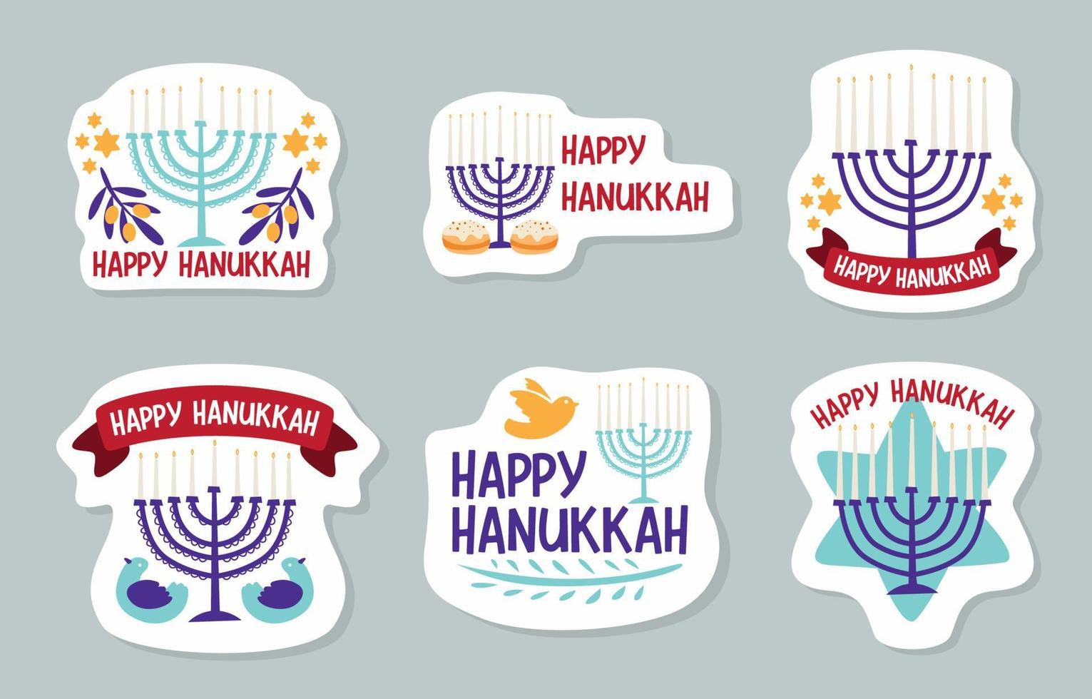 Hanukkah Menorah Sticker Set vector
