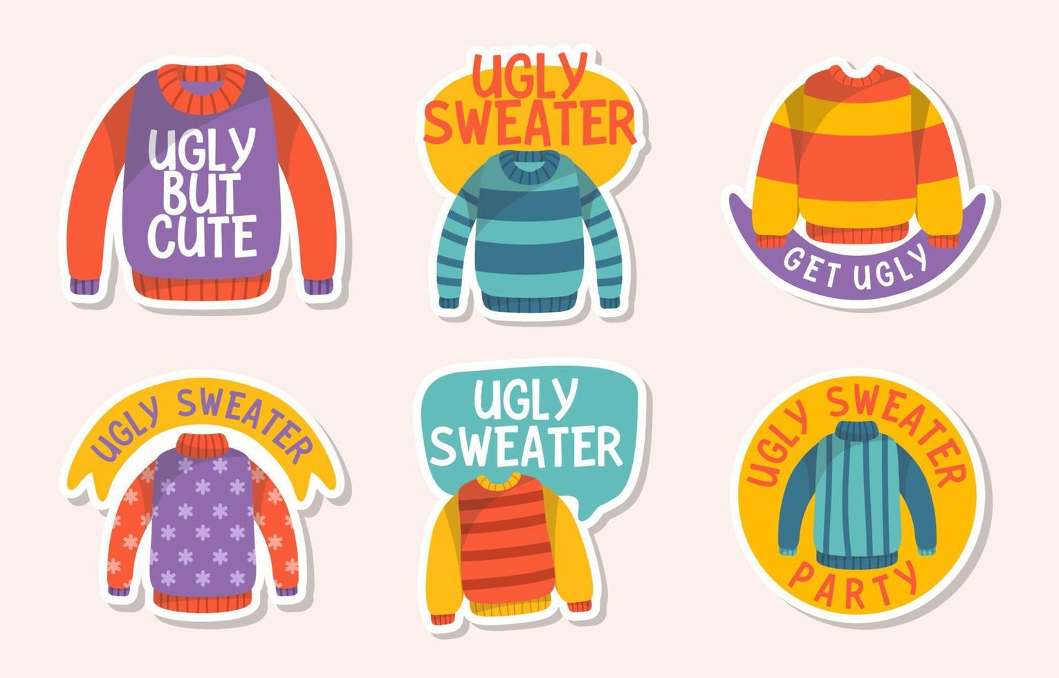 Ugly Sweater Sticker Set vector