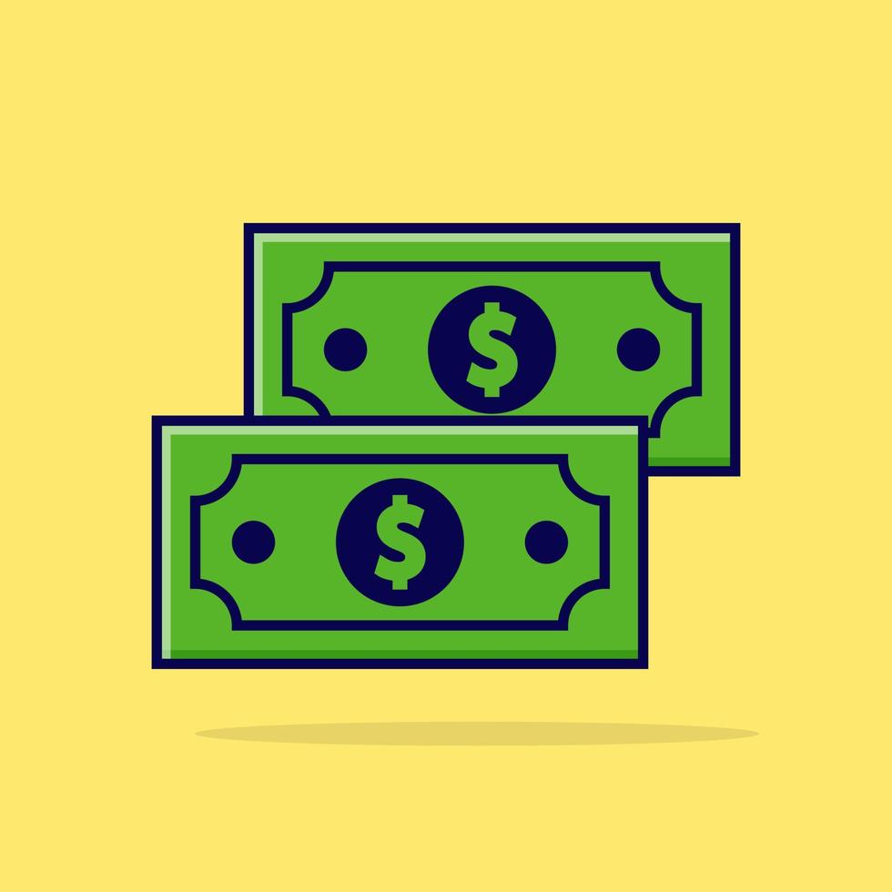 Dollar money Flat Cartoon Vector Illustration Isolated Background