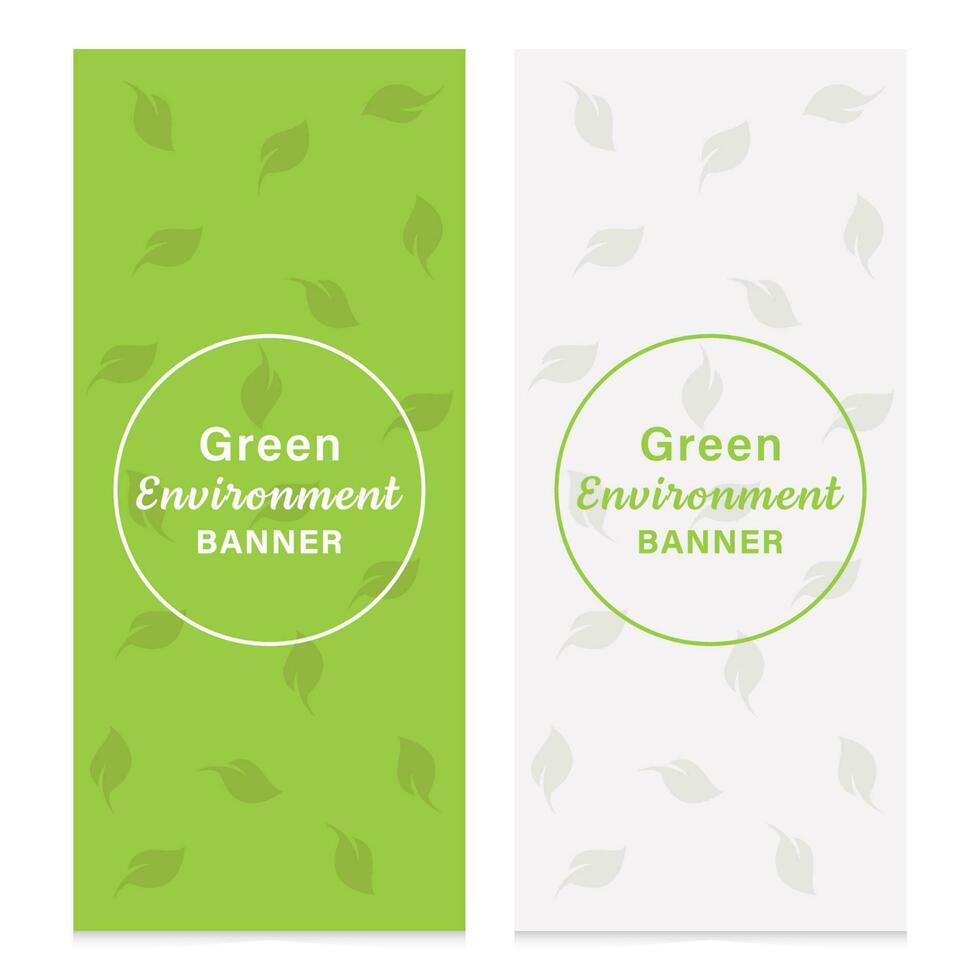 Green environment banner with leaf vector design