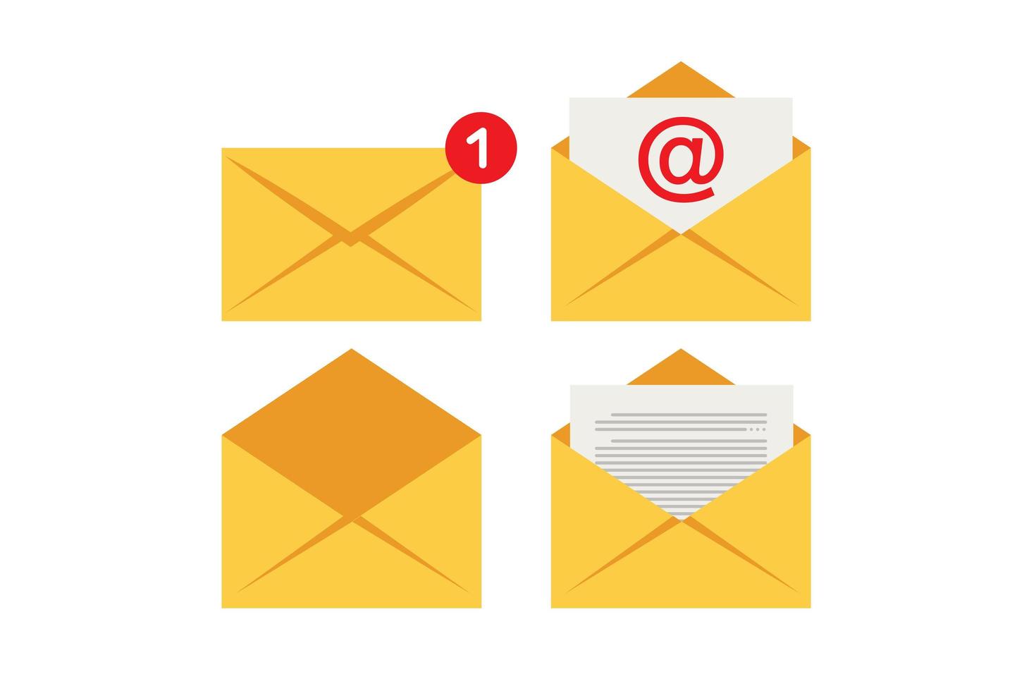 Mail icon. Concept of incoming email message. Symbol or SMS notification on electronic devices. Vector illustration. Flat