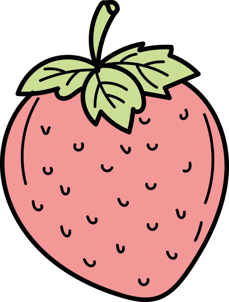 Strawberry. Hand drawn, graphic element, stylized color sketch vector