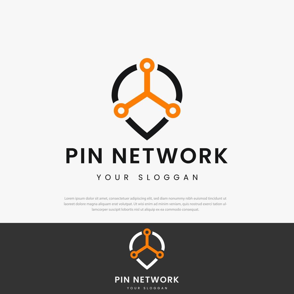 Logo design illustration pin three network in it simple modern logo.icon,symbol,template.technology business logo vector