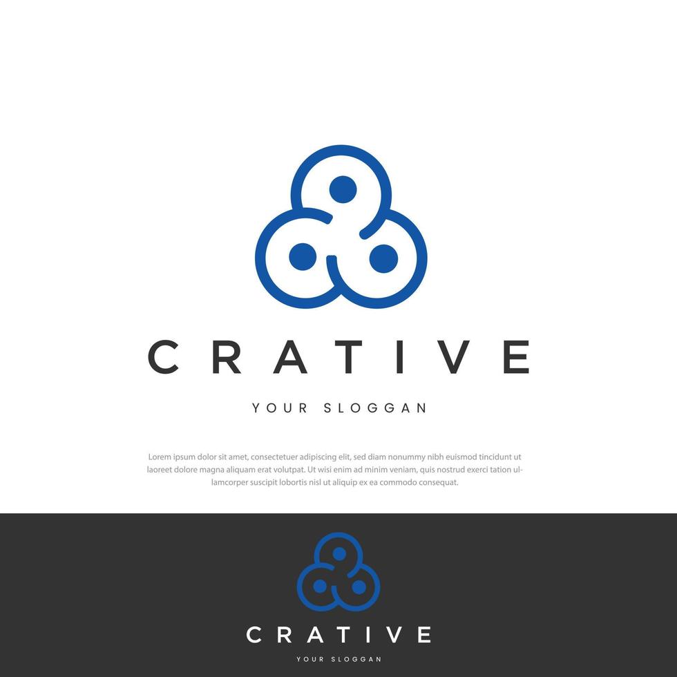 Simple logo design three interconnected circles.icon,symbol,template,logo illustration communication design vector