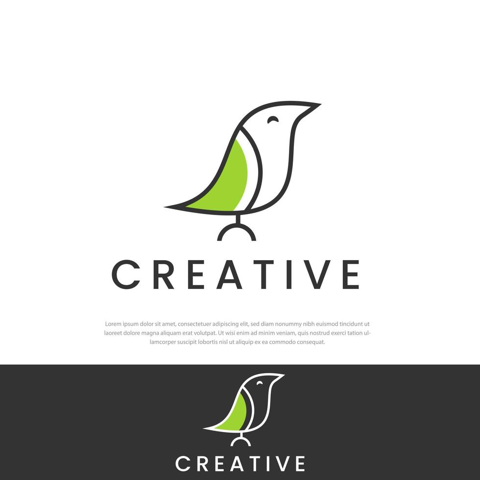 Little bird logo design in line style.florist can use vector