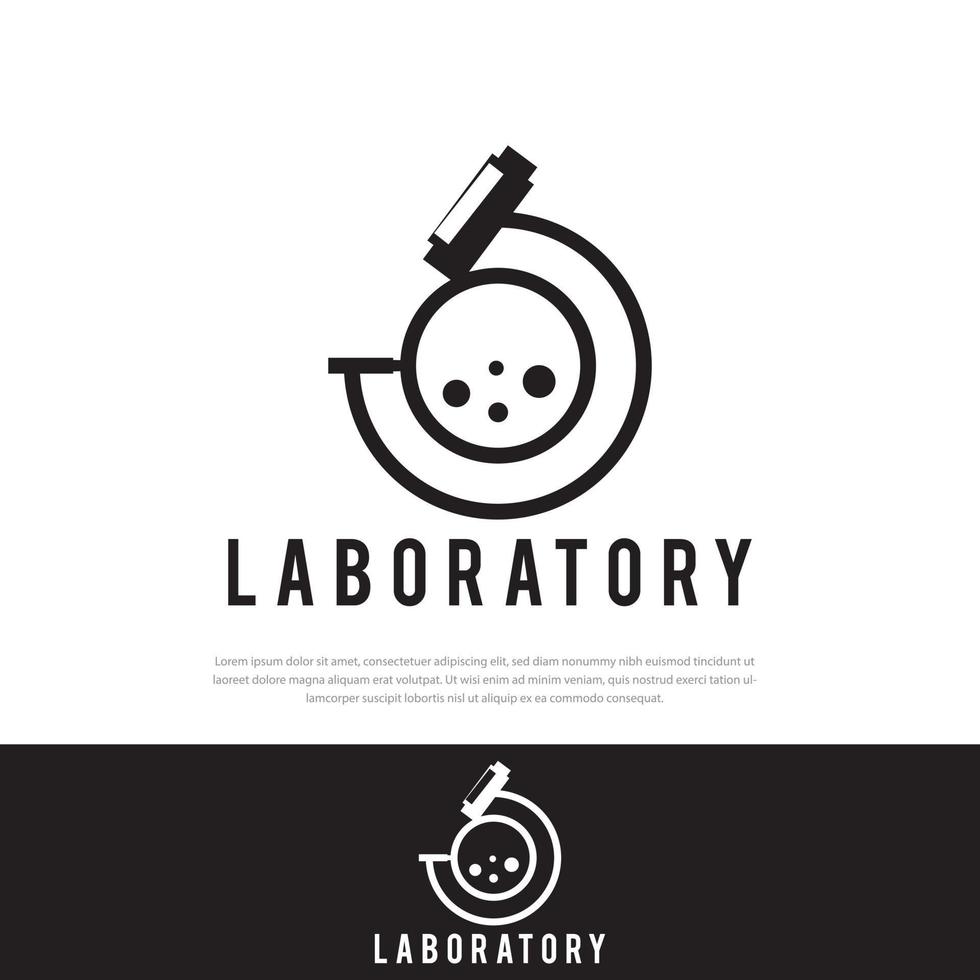 University Science Laboratory Microscope Template Logo, Vector illustration in isolated flat style