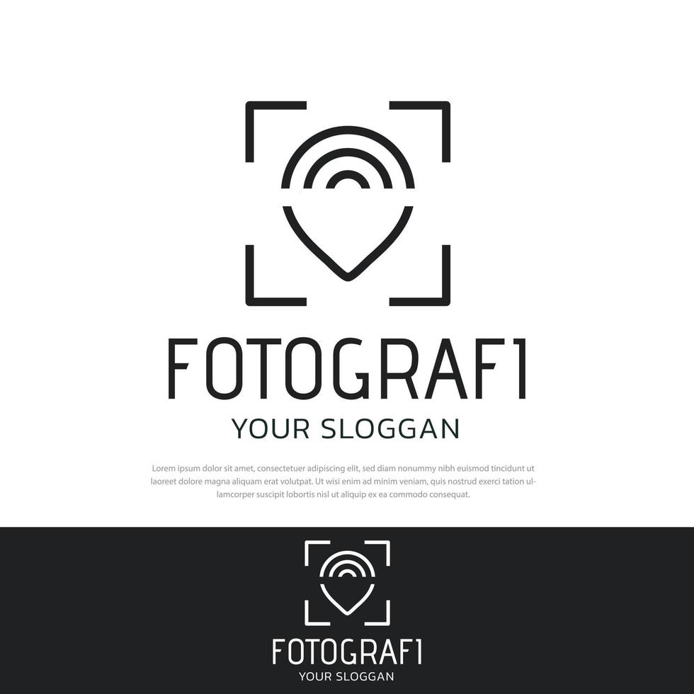 Pin de foto estilo de cámara simple línea diseño de logotipo ilustración vectorial icono de logotipo, fotografía vector
