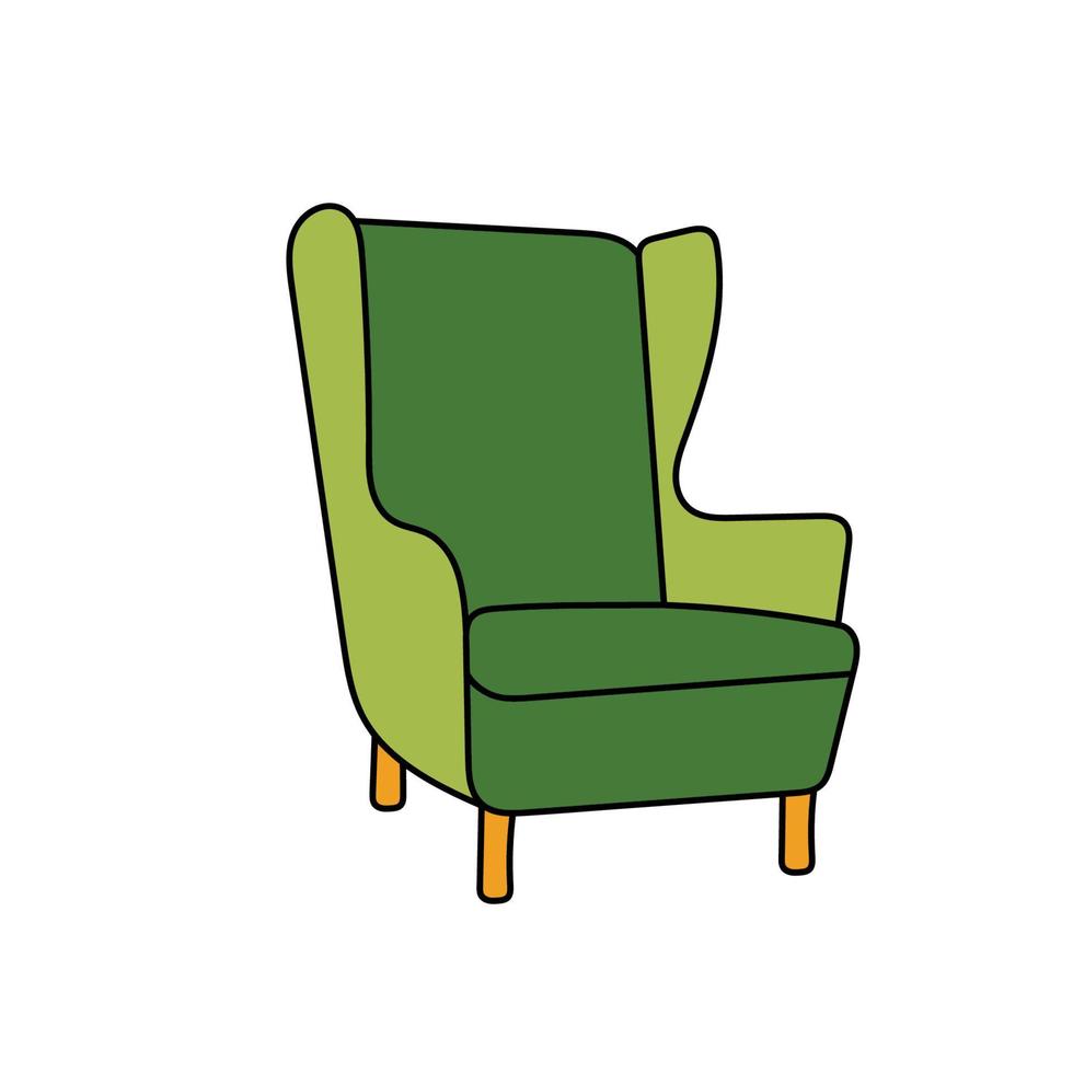 sillón en estilo dibujado a mano para diseño, catálogos, sitio de muebles vector