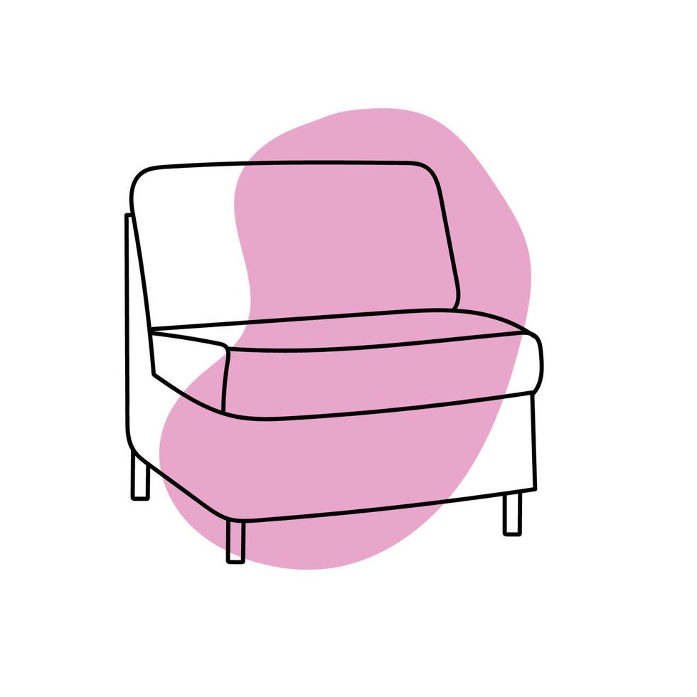 sillón en estilo dibujado a mano para diseño, catálogos, sitio de muebles vector