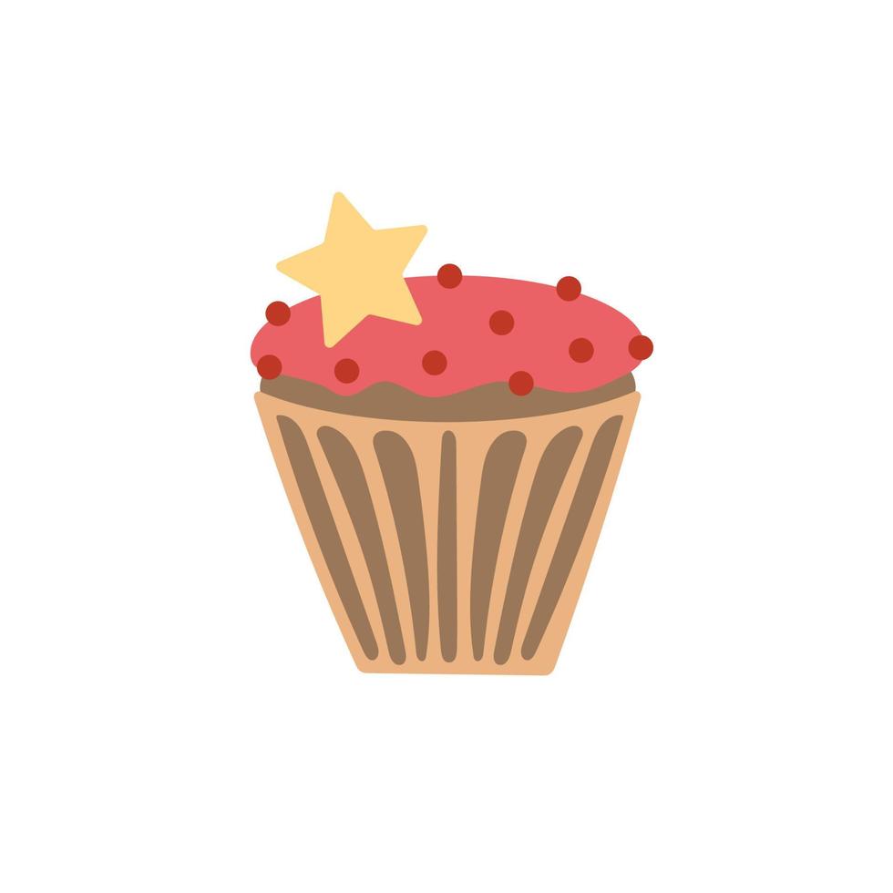 Christmas cupcake and muffin, illustration in pastel colors vector