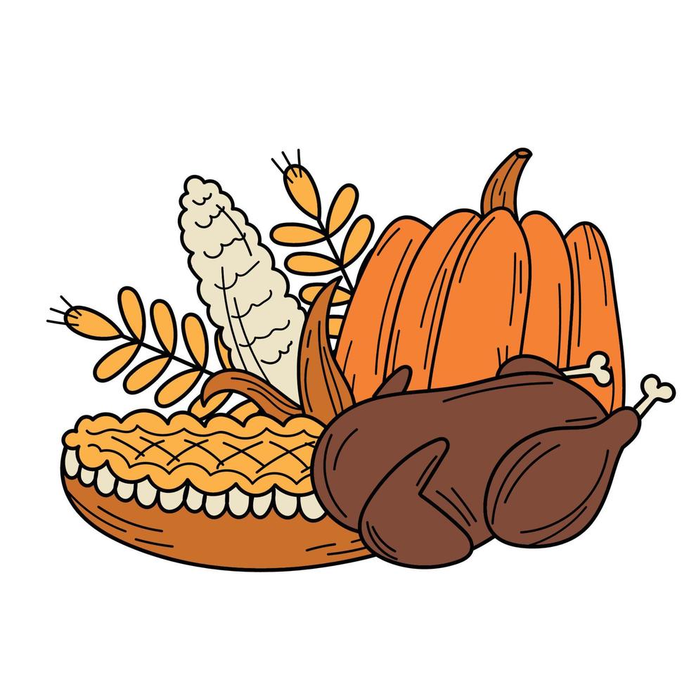 Thanksgiving elements for card design. vector