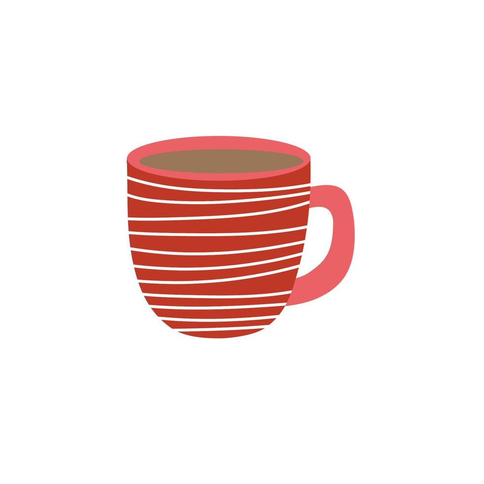 Hot tea, coffee cup. Winter holidays elements. Flat design vector