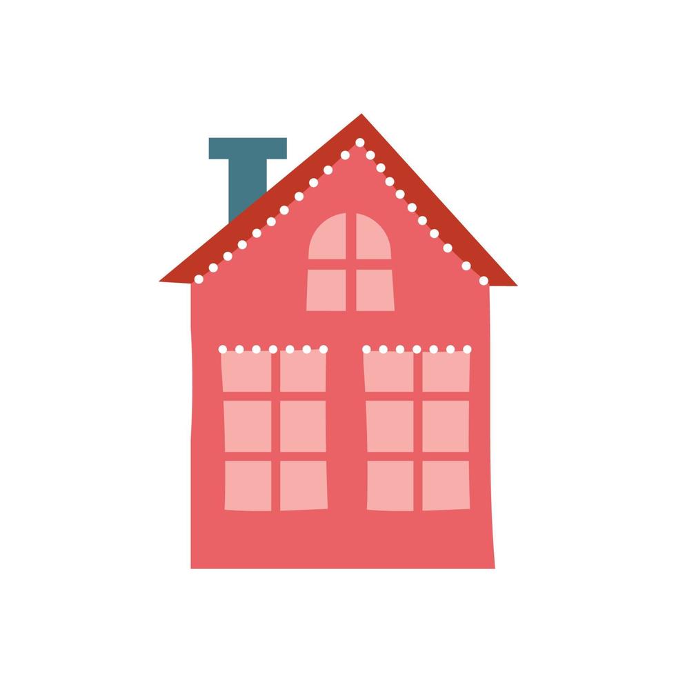 Set of cartoon funny Christmas houses in flat design vector