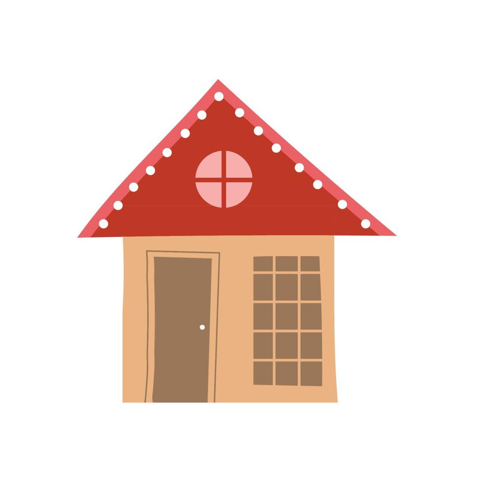 Conjunto de casas de Navidad divertidas de dibujos animados en diseño plano vector