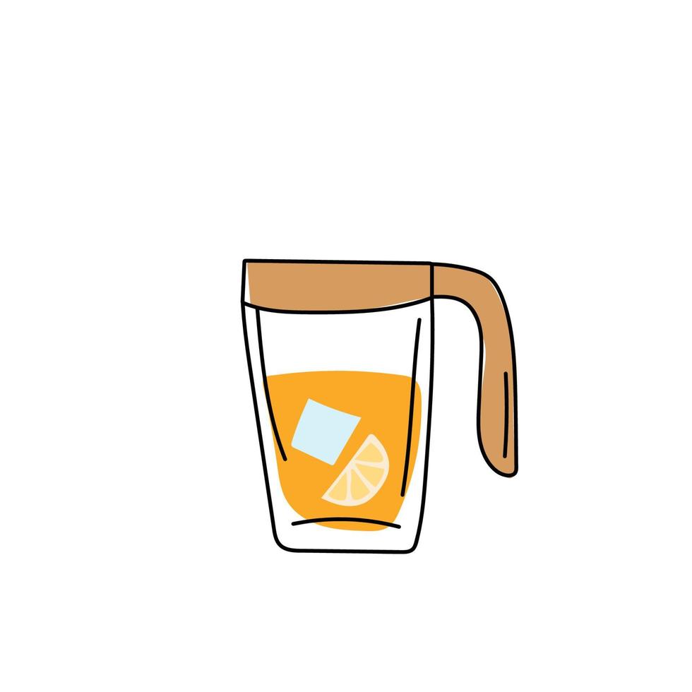 botella de vidrio y sabrosa bebida de naranja. bebida de naranja vector