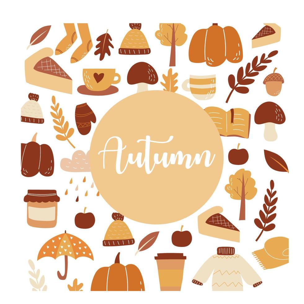 Autumn template. Design for card, poster, flyer, vector