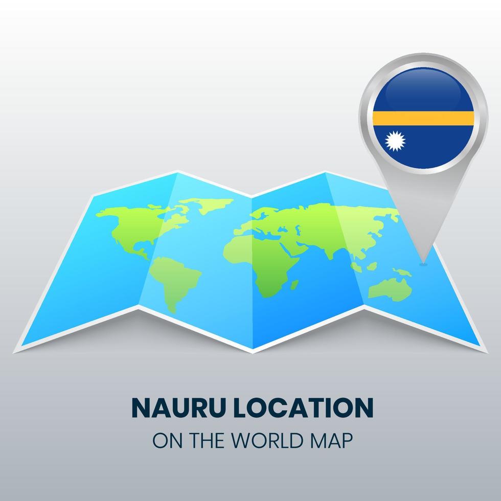 icono de ubicación de nauru en el mapa mundial, icono de pin redondo de nauru vector