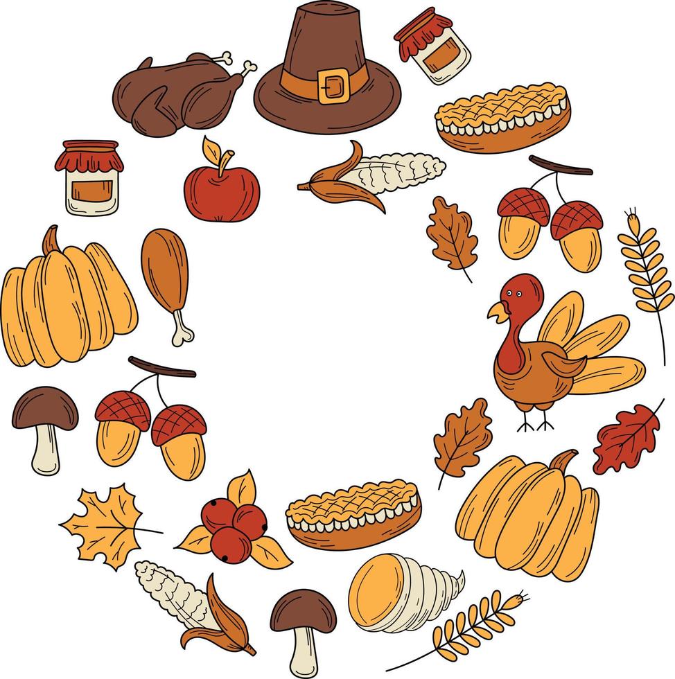 Thanksgiving autumn theme - Autumn wreath vector