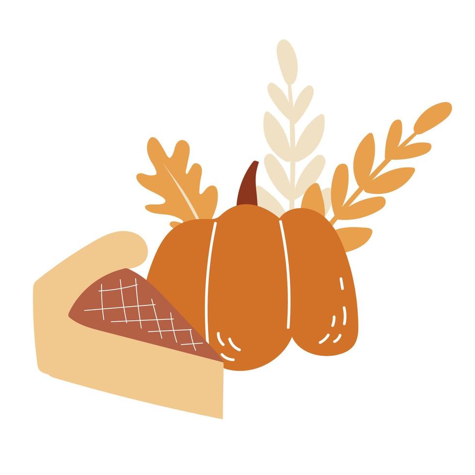 Set of autumn elements. Hot drinks, tea, pumpkin, coffee vector