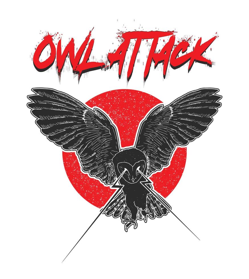 owl illustration in black and red vector