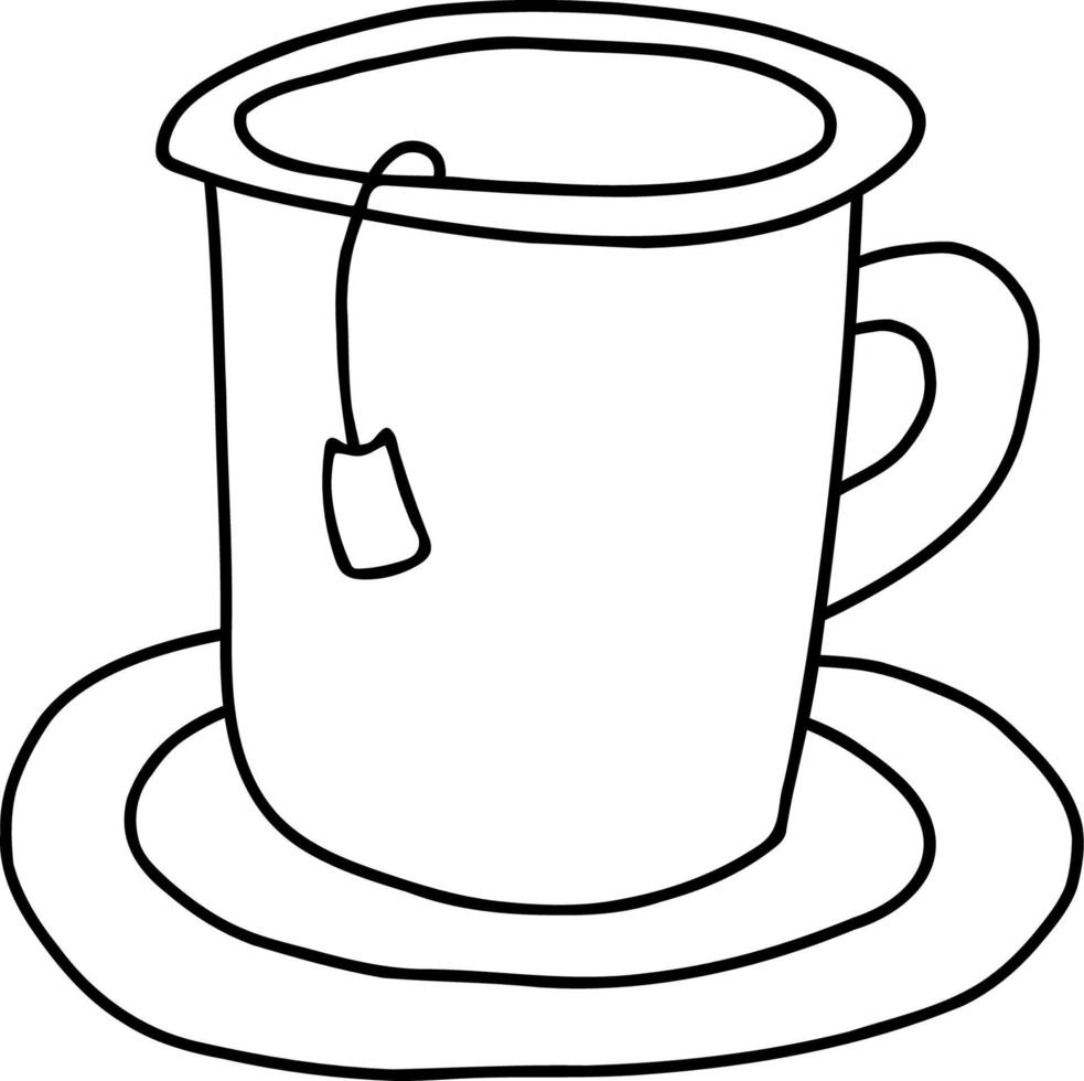 Cup of tea. Vector illustration. Linear drawing sketch
