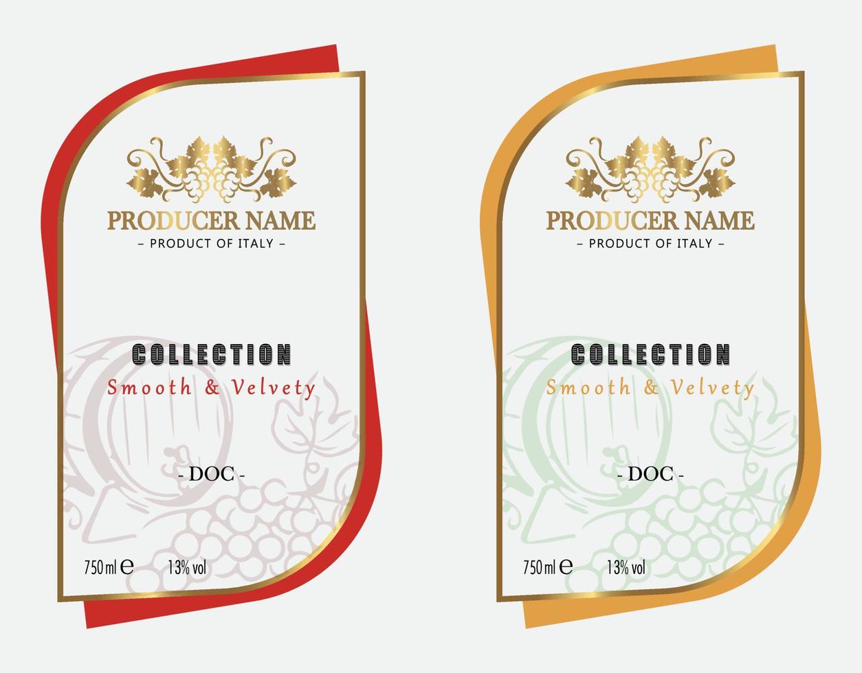 etiquetas de vino tinto y blanco de primera calidad vector