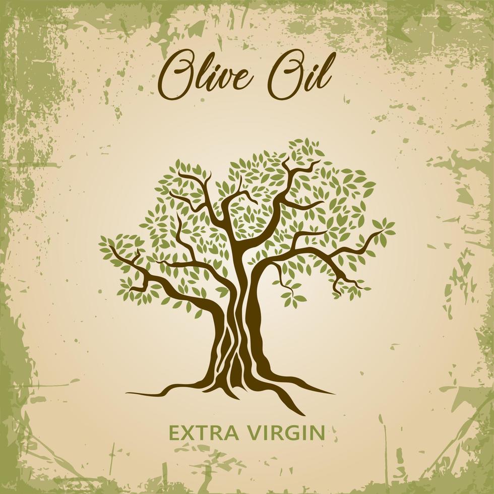 Vector Olive Tree for Label Olive Oil Pack